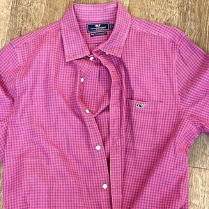 Vineyard Vines Mens Large Slim Fit Tucker Shirt Red And Blue Plaid